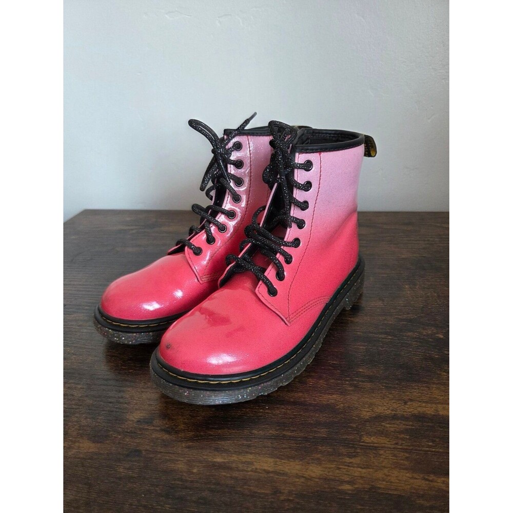 Doc Martens 1460 Youth Combat Boots Pink Glitter Gradient Big Kids Size 2